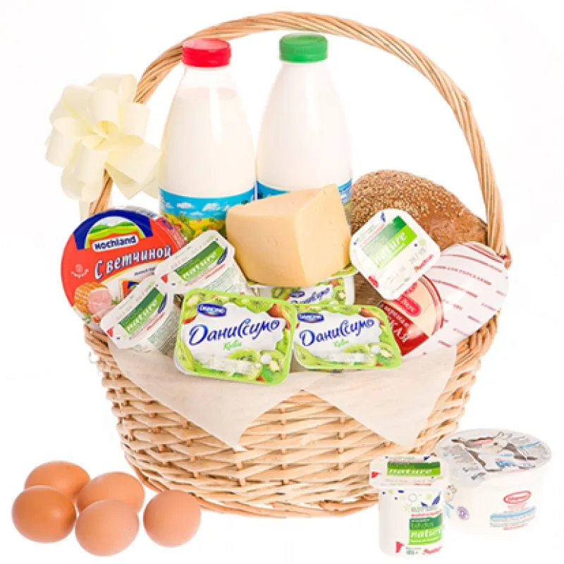 Корзинка свежих продуктов с хлебом и молоком, доставка Лабытнанги